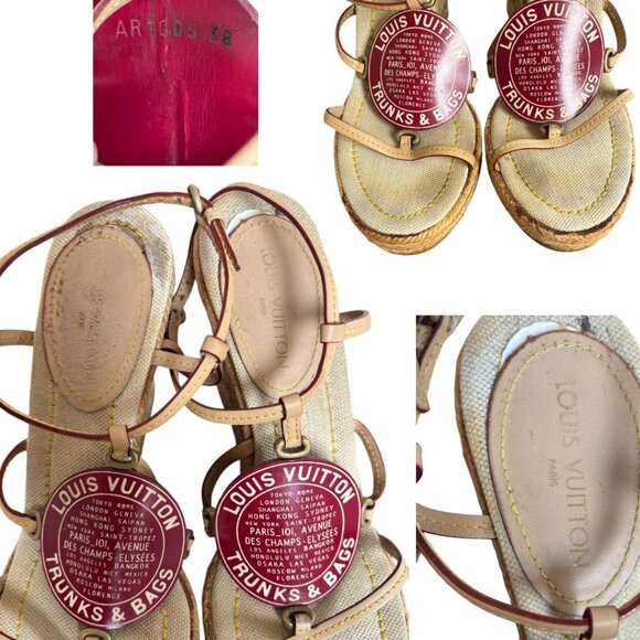 Y2K RARE LOUIS VUITTON CRUISE COLLECTION CHUNKY ESPADRILLE WEDGE SANDALS 8/38 - Picture 6 of 8